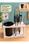 Multi-Functional Painting Brush Stand - Paint Brush and Cup Stand - White - 14 cm - Plastic Stand Only