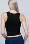 Women's Black Ribbed Zero Sleeve Crop Tank Top - 4