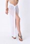 Women's White Transparent Tulle Tie-Up Long Pareo - 3