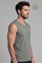 Men's Nefti Green Bamboo V-Neck Zero Sleeve T-Shirt - 2
