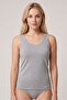 Women's Gray Ribbed Wide Strap Tank Top