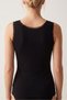 Black Wide Strap Thin Lace Jacquard Heart Tank Top - 3