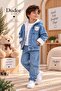 Boy's Hooded Blue Thick Denim Coat - 3