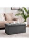 80L Foldable Storage Ottoman Bench,Upholstered Chesterfield Style Seat,76 x 38 x 38 cm,Dark Gray - 4