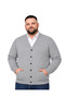 Men's Large Size Gray Pocket Buttoned Knitwear Cardigan 3Xl-4Xl-5Xl-6Xl