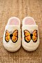 Women's Ecru Large Yellow Butterfly Embroidered Detailed Plush Furry House Slippers 3 cm Byndi̇mjsarikel - 6