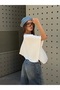 Women's Poncho Soft and Flexible Fabric Off-The-Shoulder Ecru Blouse - 4