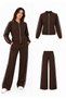 Modal Fabric Stripe Inter Piped Zippered Sweatshirt & Trousers Two-Piece Set