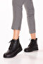 Women's Genuine Leather Rubber Laced Casual Boots Nhr.237 Black - 4