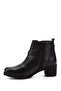 Women/Girls Black Floater Zippered Thick Heeled Genuine Leather Boots - 4