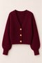 Women's basic ribbed knit button-detail cardigan