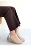 Weor Premium Beige Knitwear Lace-Up Women's Wedge Heeled Sneaker - 4