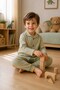 Boy's Dinosaur Printed Shirt Collar Buttoned Pajama Set - 2