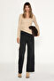 Maevia Women's Side Gathered V-Neck Long Sleeve Mink Blouse - 5