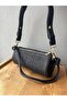 Black Straw Cylinder Model Women's Handbag with Leather Strap Hand and Shoulder Bag - 2