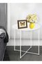 طاولة ZENHOME دائرية من الفولاذ باللون الأبيض 45 × 53 × 45 سم - 4