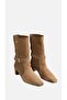 Vivienne Classic Heeled Boots Daily Genuine Leather Light Tan Suede - 6