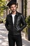 Donald Genuine Leather Men's Black Jacket-Coat - 2