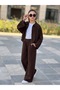 Pile Detailed Zippered Palazzo Pants + Pleated Bat Sleeve Jacket - 6