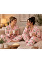 Cotton Buttoned Double Milan Pajama Set Pink Patterned - 5