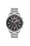 Men's Silver-Navy Blue Steel Case Round Dial Metal Band Wristwatch Quartz Movement Analog Display - 5