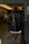 Black Leather Jacket with Attached Collar and Epaulettes - 1047 - 6
