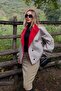 Beige Red Lined Plaid Jacket - 9054 - 3