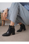 Nashira Mina Women's Pointed Toe Heeled Boots 0012610 Black Skin - 2