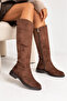 Cool Women's Rider Long Suede Boots C200 Brown - 4