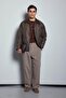 Men's relaxed fit waxed jacket with contrast collar - brown - 6
