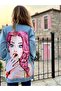 Women's Plus Size Denim Jacket, Plus Size Denim Jacket, Long Women's Denim Jacket, XXL Jacket with Pink Hair