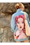 Women's Plus Size Denim Jacket, Plus Size Denim Jacket, Long Women's Denim Jacket, XXL Jacket with Pink Hair - 5