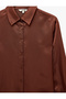 Regular Fit Buttoned Long Sleeve Classic Collar Satin Shirt - 7