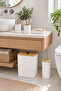 Natural Bamboo Detailed 5 Piece Bathroom Set, White, 8 Liters, 21 X 19 X 25 cm - 5