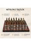 Luxury metal chess set with pegasus horse figure, chrome plated, red marble patterned 20x20 cm gift set - 2