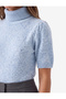 Soft Textured Short Sleeve Turtleneck Knitwear Sweater - 4