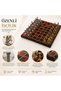 Luxury metal chess set with pegasus horse figure, chrome plated, red marble patterned 20x20 cm gift set - 8