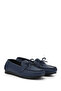 Women's Navy Blue Flat Sole Bow Tie Ballet Flats - 2