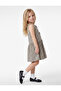 Viscose Blended Gathered Waist Crew Neck Bowknot Checkered Sleeveless Dress - 2
