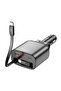 Fast Car Charger 105W Dual USB-C + USB-A, with Stretchable USB-C & Lightning Cable TC0033 - 4
