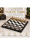 Luxury Metal Chess Set Chrome Plated Classic Gold Themed Figures – Black Marble Patterned Board