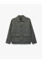 Long Sleeve Regular Fit Buttoned Shirt Collar Cashmere Jacket with Flap Pockets - 5