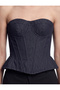 Cotton Stitched Detailed Zippered Strapless Sweetheart Neck Corset Bustier - 4