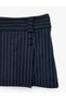 Normal Waist Comfortable Fit Buttoned Striped Short Skirt - 8