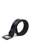 Men's Navy Blue Antique Genuine Leather 4.5 cm Jeans Belt - 3