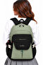 Waterproof Fabric Unisex Daily School Backpack 2601 Green-Black - 3