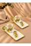 Leaf-Patterned Handmade Ceramic, Presentation Coffee Cup Set - 3