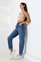 Girl'S/Women's High Waist Elastic Waist Comfortable Fit Blue Denim Jeans - 4