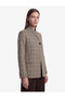 Long Sleeve Pocketed Buttoned Plaid Patterned Double Breasted Collar Blazer Jacket - 2