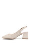 Women's Beige Medium Thick Heeled Open Back Shoes - 5